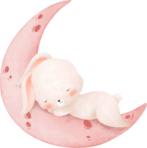 baby rabbit sleep on moon